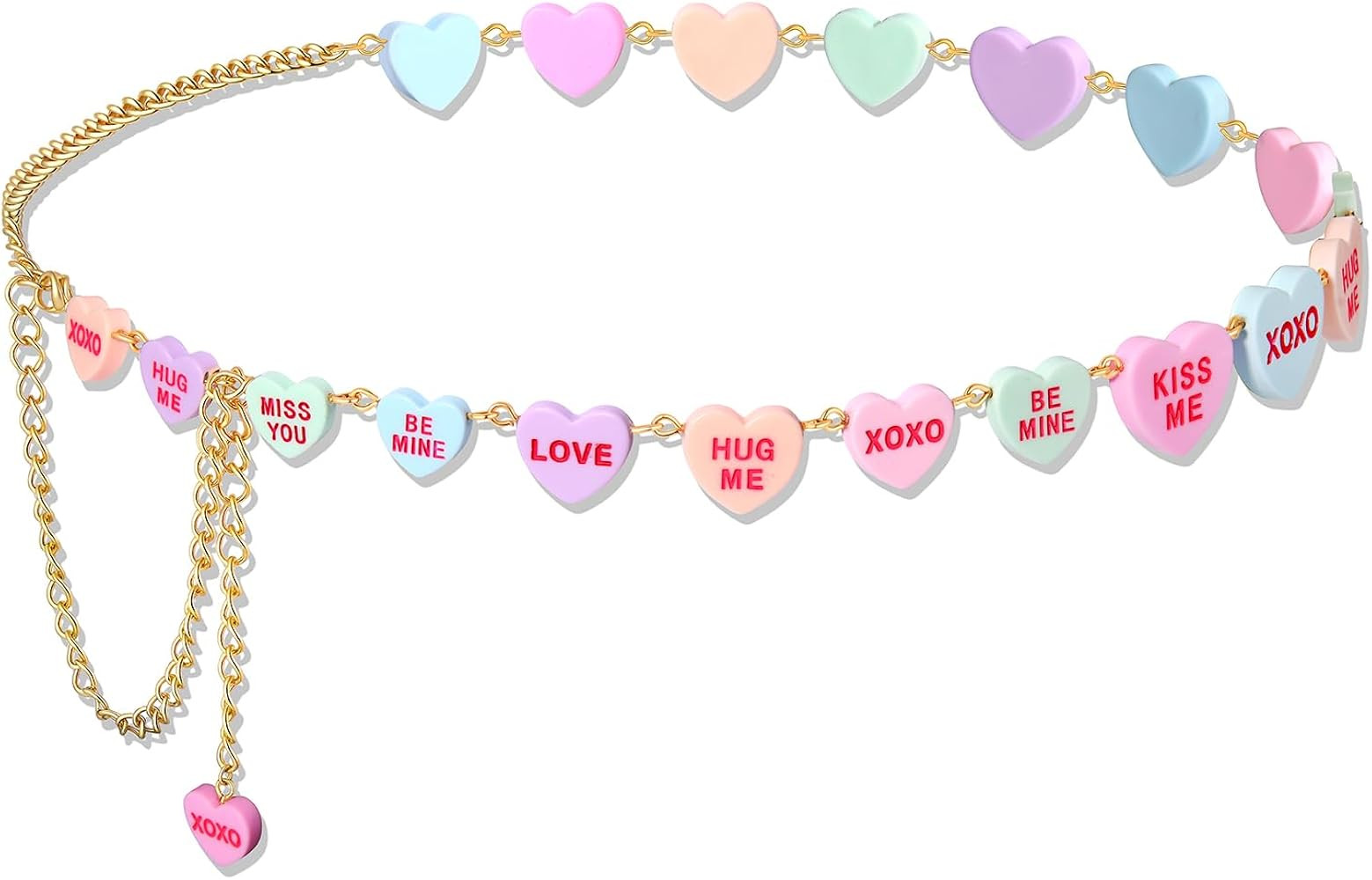 BVGA Valentines Waist Chain for Women Girls Pink Conversation Candy Heart Waist Chain Belt Adjust... | Amazon (US)