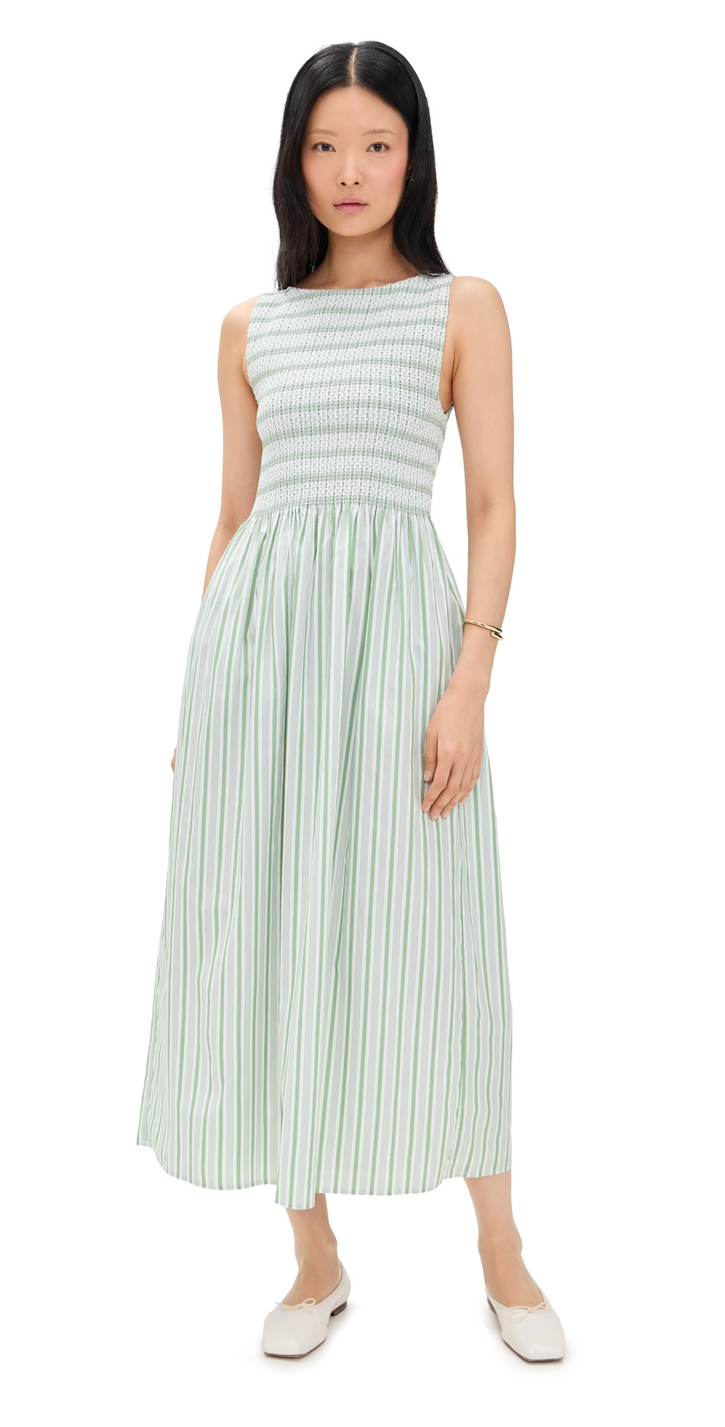 Hill House Home The Cosima Nap Dress Variegated Stripe/Apple Green M | Shopbop