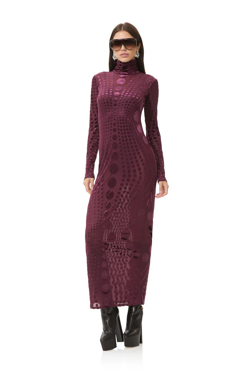 Rowan Velvet Dress - Cab Tonal Dot | ShopAFRM