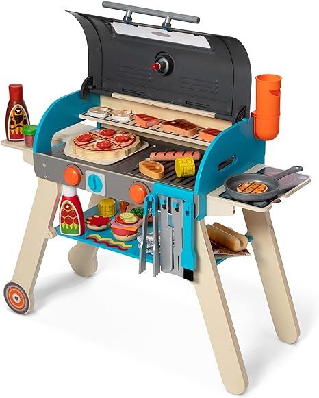 Melissa & Doug Wooden Deluxe Barbecue Grill, Smoker and Pizza Oven Play Food Toy for Pretend Play... | Amazon (US)