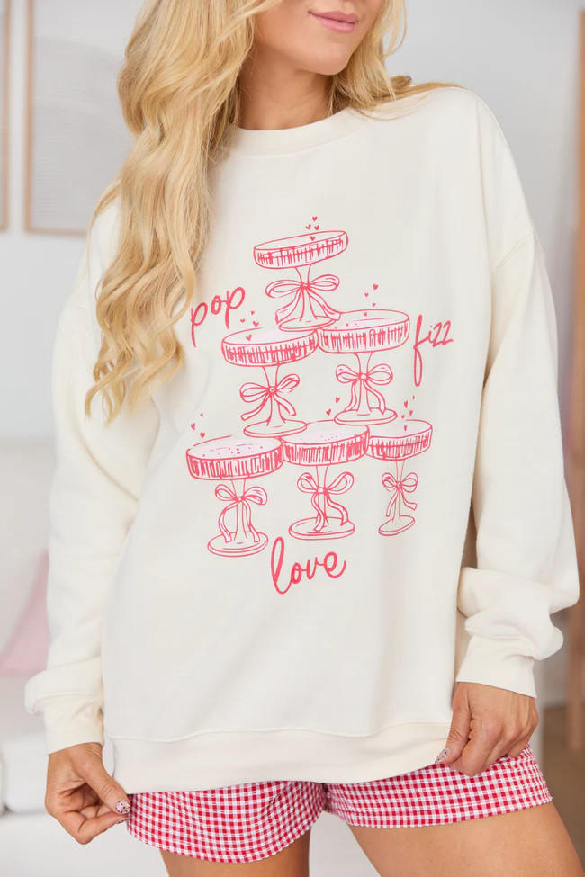 Pop Fizz Love Cream Graphic Sweatshirt | Pink Lily