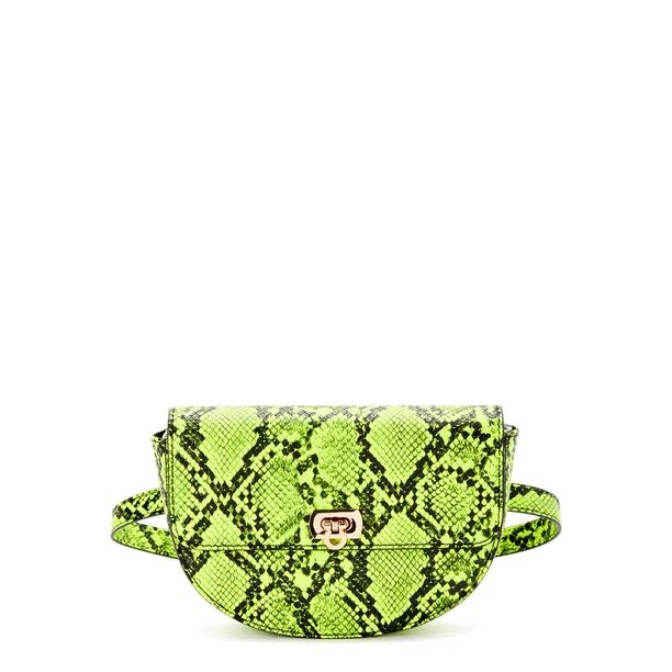 Scoop Women's Coral Faux Snake Print Belt Bag Yellow | Walmart (US)