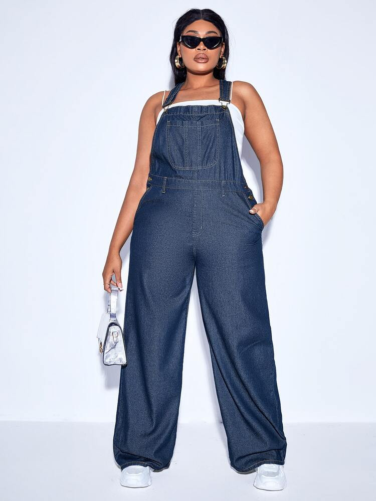 New
     
      SHEIN Plus Slant Pocket Denim Overalls Without Tube Top | SHEIN