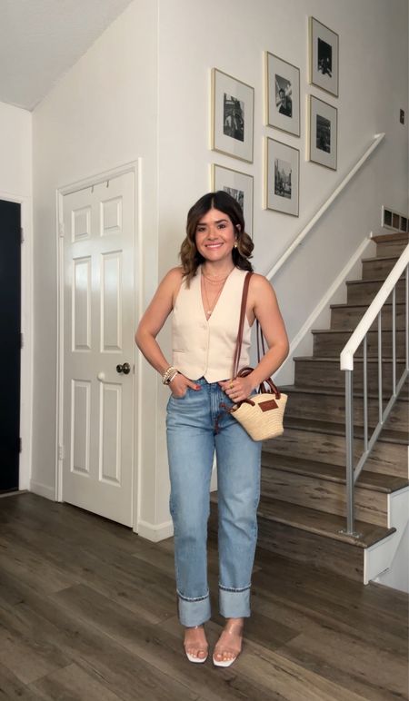 My most-worn straight leg jeans! They are so flattering and chic! 
I’m wearing size 25. They run tts. Order your regular size. 
Linked similar vest! 

#LTKFindsUnder100 #LTKStyleTip #LTKShoeCrush