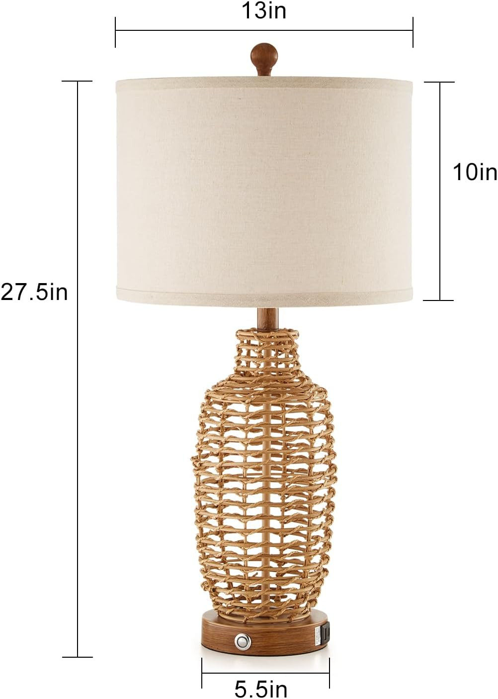 Rattan Table Lamps Set of 2 Wicker Lamps 3 Way Dimmable Touch Control Farmhouse Rustic Coastal La... | Amazon (US)