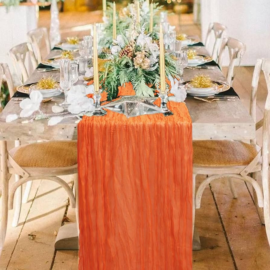 Orange Cheesecloth Table Runner Boho Rustic Gauze Table Runner 10FT Cheese Cloth Wedding Table De... | Amazon (US)