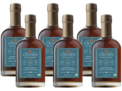 Crown Maple Madagascar Vanilla Infused Organic Maple Syrup, 100% Pure, Gluten Free, No Preservatives, Non-GMO Pancake and Breakfast Topping, 25 Fl Oz (Pack of 6) | Amazon (US)