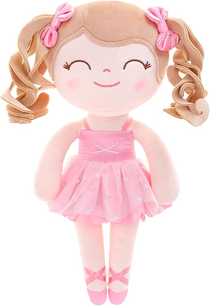 Gloveleya Baby Doll Gifts Plush Curly Hair Ballet Dolls Soft Girl Toys Pink 33CM | Amazon (US)