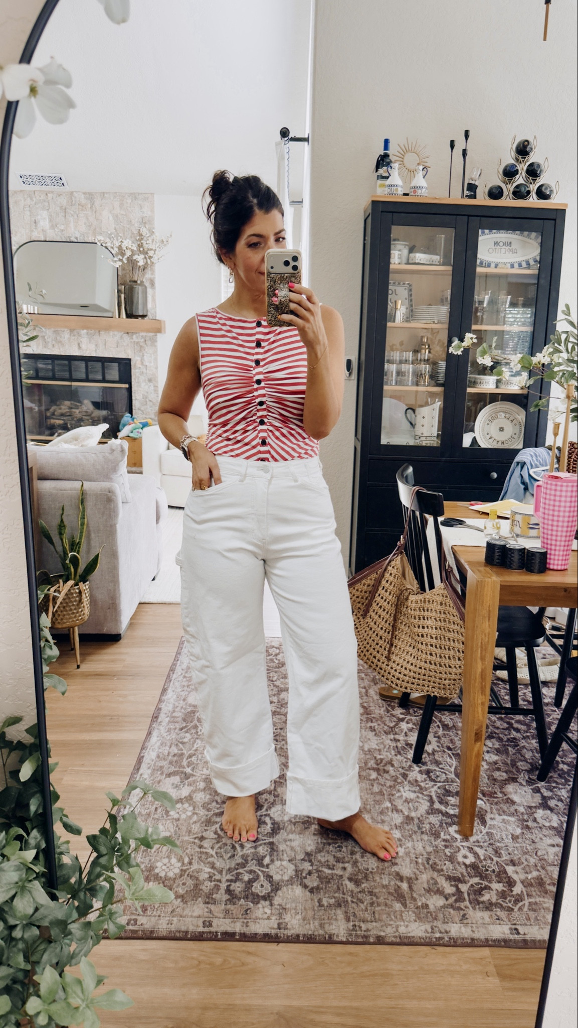 Work from home outfit -code MEGHAN20
In a medium tank and 28 tall barrel jeans 

#LTKSaleAlert #LTKMidsize #LTKTall