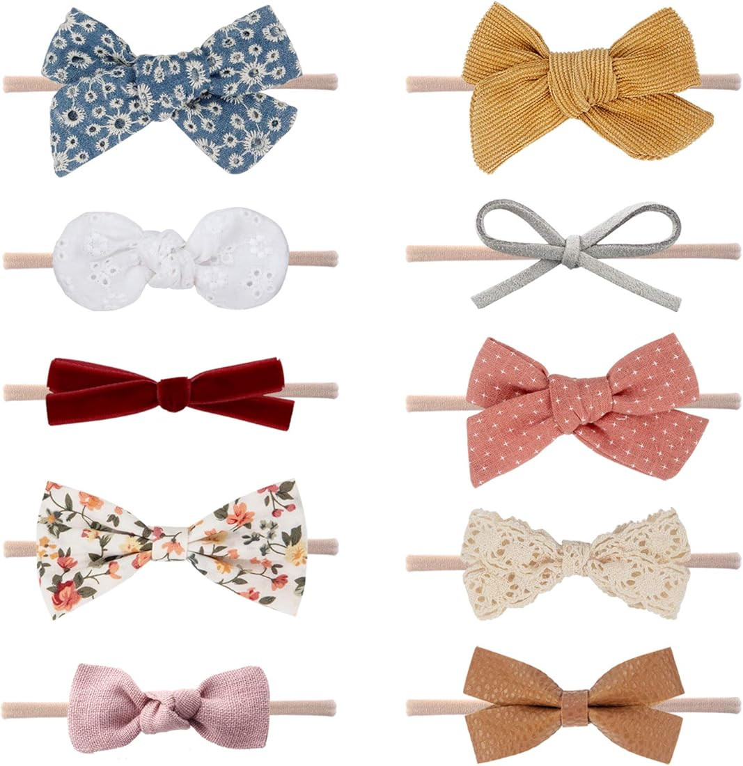 Baby Girl Headbands and Bows, Newborn Infant Toddler Nylon Hairbands Hair Accessories by LittleJo... | Amazon (US)