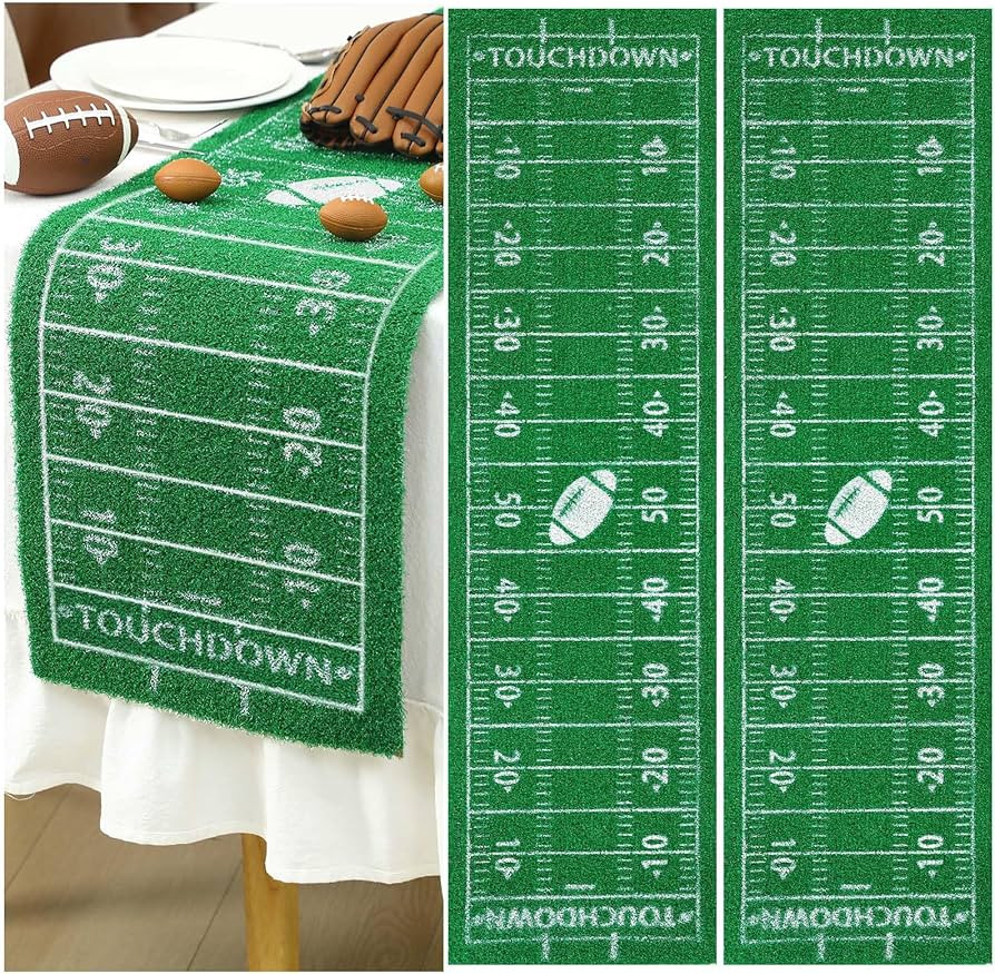 2 Pcs American Football Table Runner Touch Down Artificial Grass Football Birthday Party Decorati... | Amazon (US)