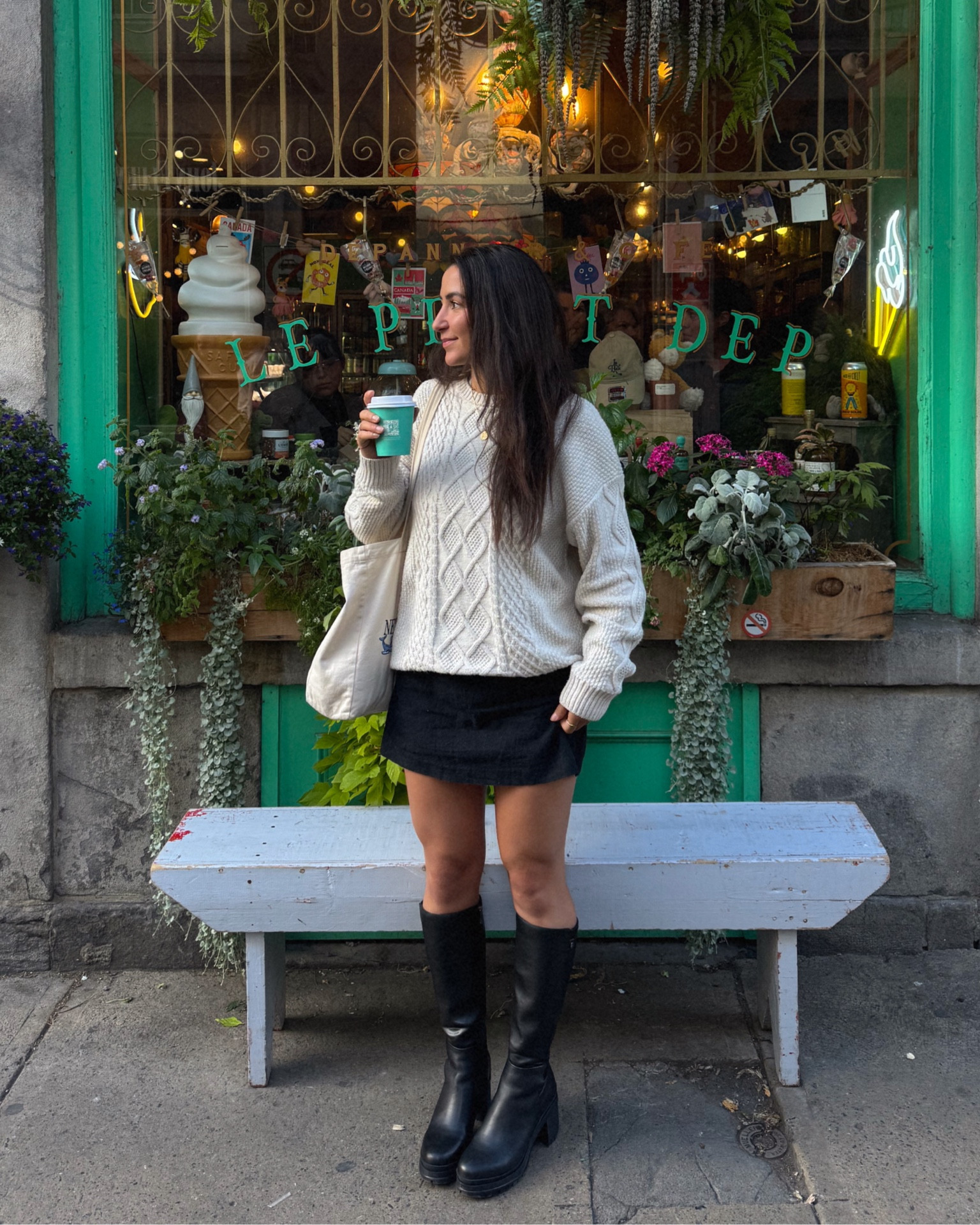 Feeling cute🎀 PS. The exact sweater is from Marks and boots are from Browns. The ones I linked here are very similar🩷