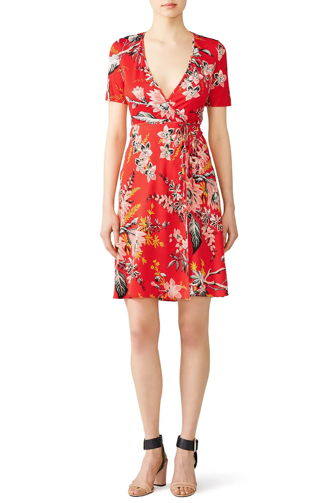 Diane von Furstenberg Red Flare Wrap Dress | Rent The Runway