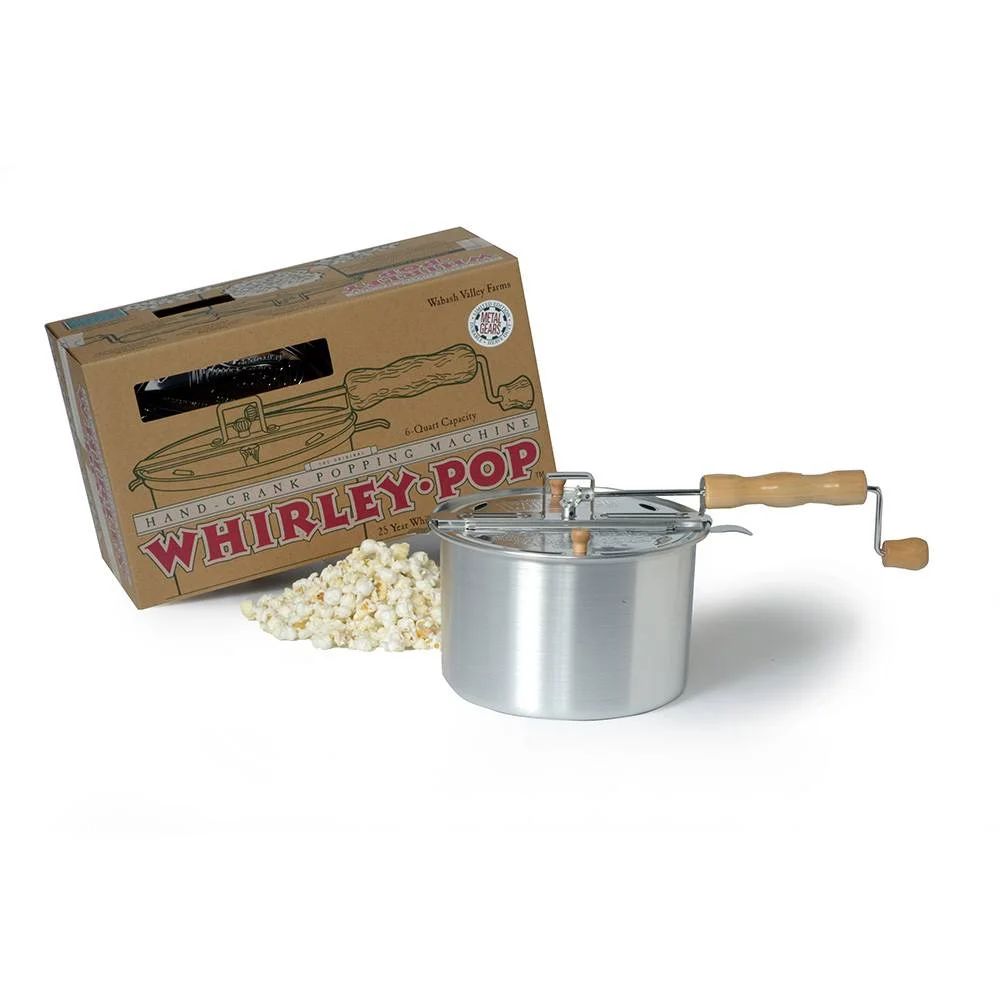 Whirley-Pop 6 Qt Popcorn Popper with Metal Gears Aluminum with Wooden Handle - Walmart.com | Walmart (US)