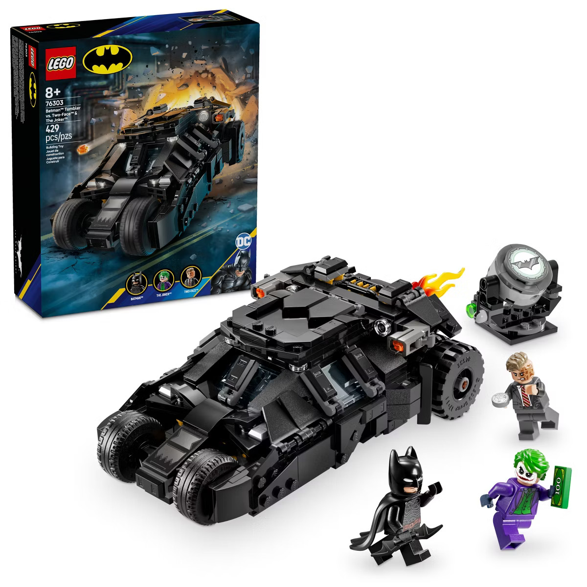 LEGO DC Batman Tumbler vs. Two-Face & The Joker Batmobile Toy Building Set 76303 | Target
