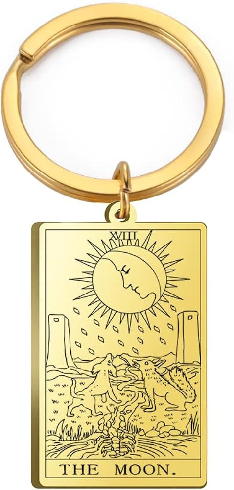 TEAMER Tarot Cards Keychains Stainless Steel Vintage Amulet Wiccan Keyring for Keys Cars Bags | Amazon (US)
