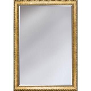 24.75 in. W x 34.75 in. H Rectangle Wood Verona Braid Framed Gold Decorative Mirror | The Home Depot