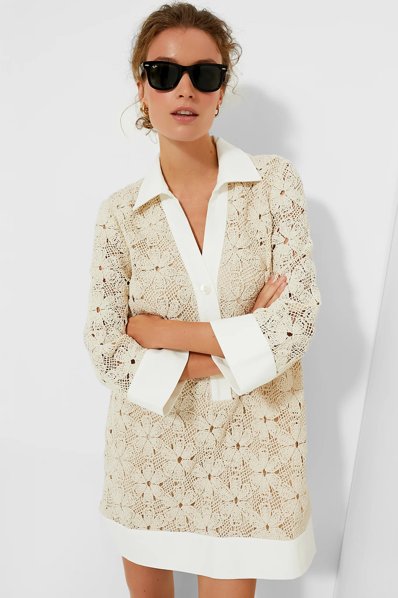 Tan Crochet Collier Dress | Tuckernuck (US)