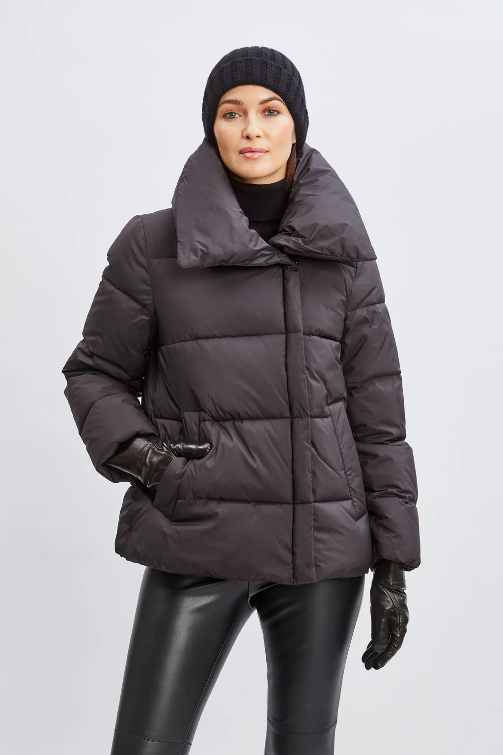 Tahari Asymmetric Short Puffer Coat | Elie Tahari