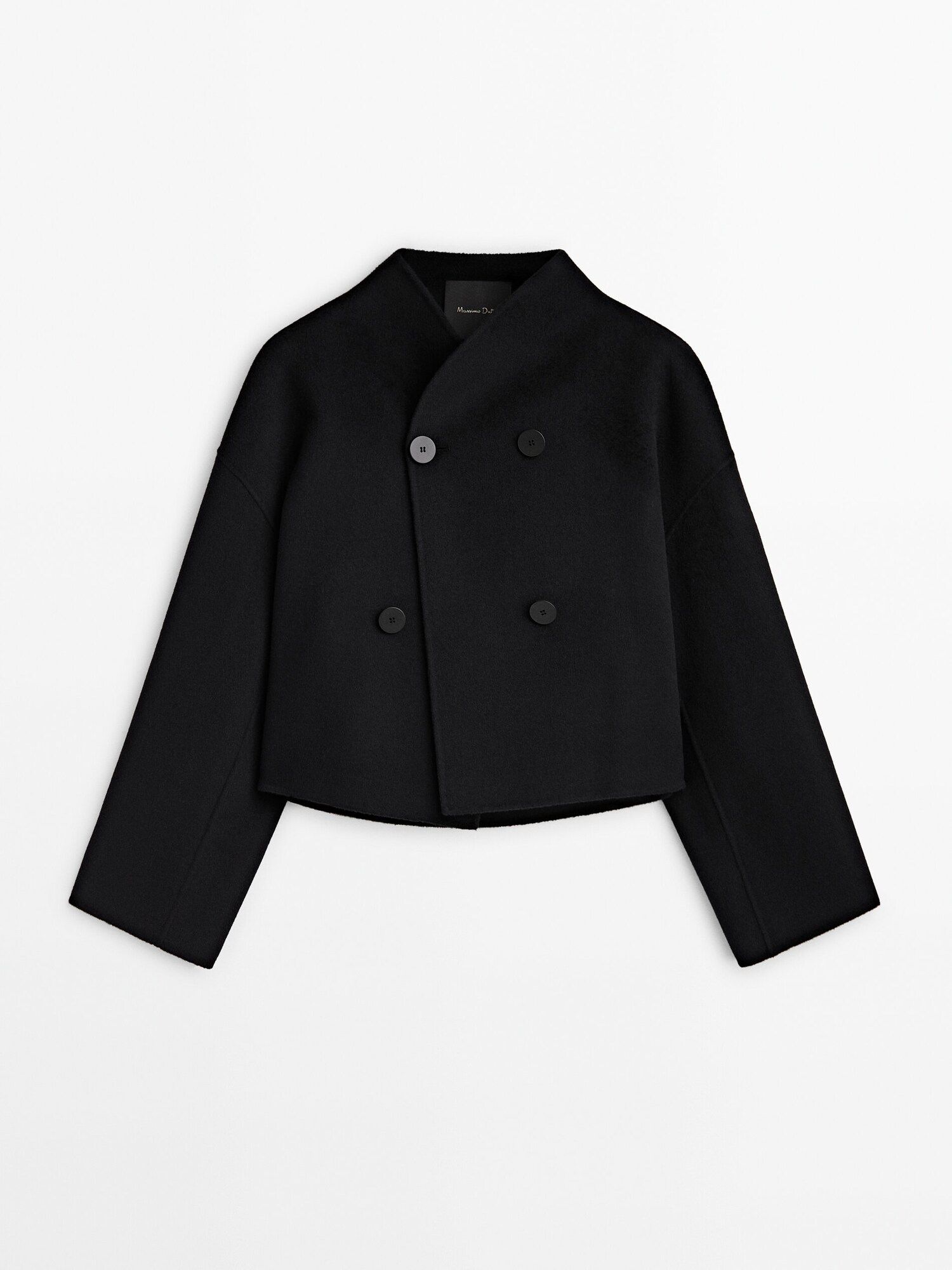 Wool blend double-breasted cropped coat | Massimo Dutti UK