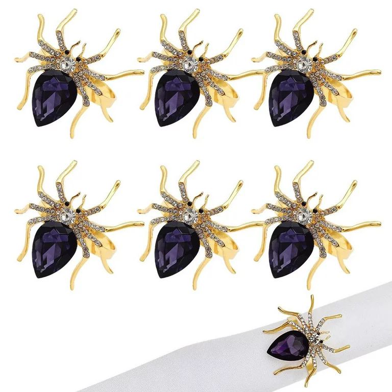 BESTHUA Spider Napkin Rings Set of 6 Metal Alloy Napkin Holder Buckle Metal Alloy Ring Spooky Hal... | Walmart (US)