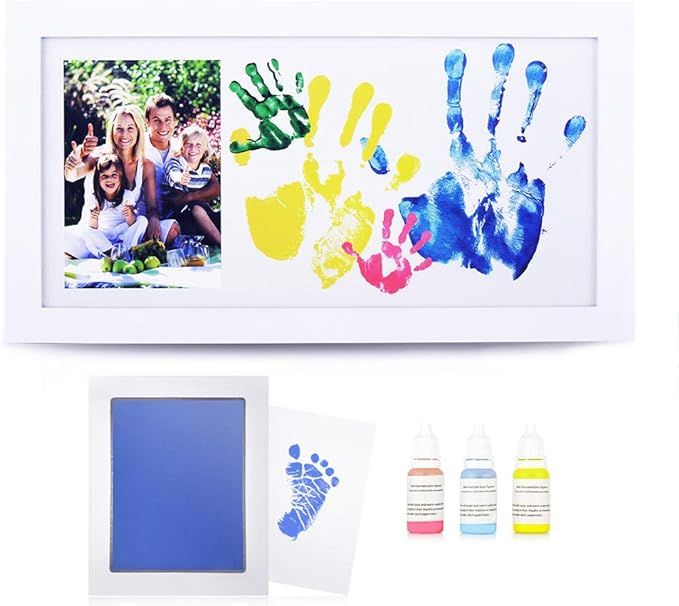 NWK DIY Family Photo + Family Hand/Footprints Kit with 10 X 17inch Elegant White Wood Picture Fra... | Amazon (US)