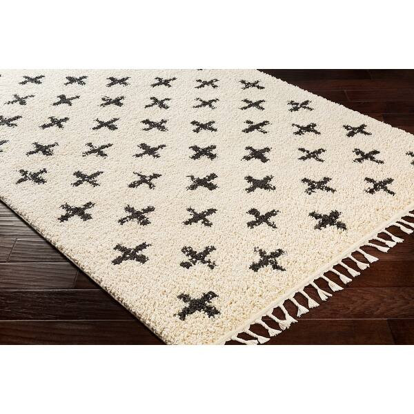 Georgie Moroccan Geo Shag Area Rug - 5'3" x 7'3" - Ivory | Bed Bath & Beyond