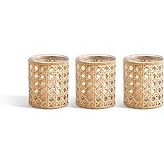 Two's Company Lumingnon Set of 3 Cane Webbing Candleholders/Vases | Amazon (US)