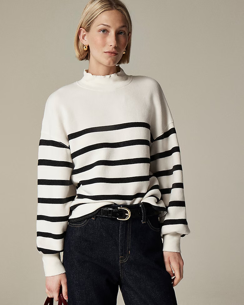 Heritage terry mockneck sweatshirt in stripe | J. Crew US
