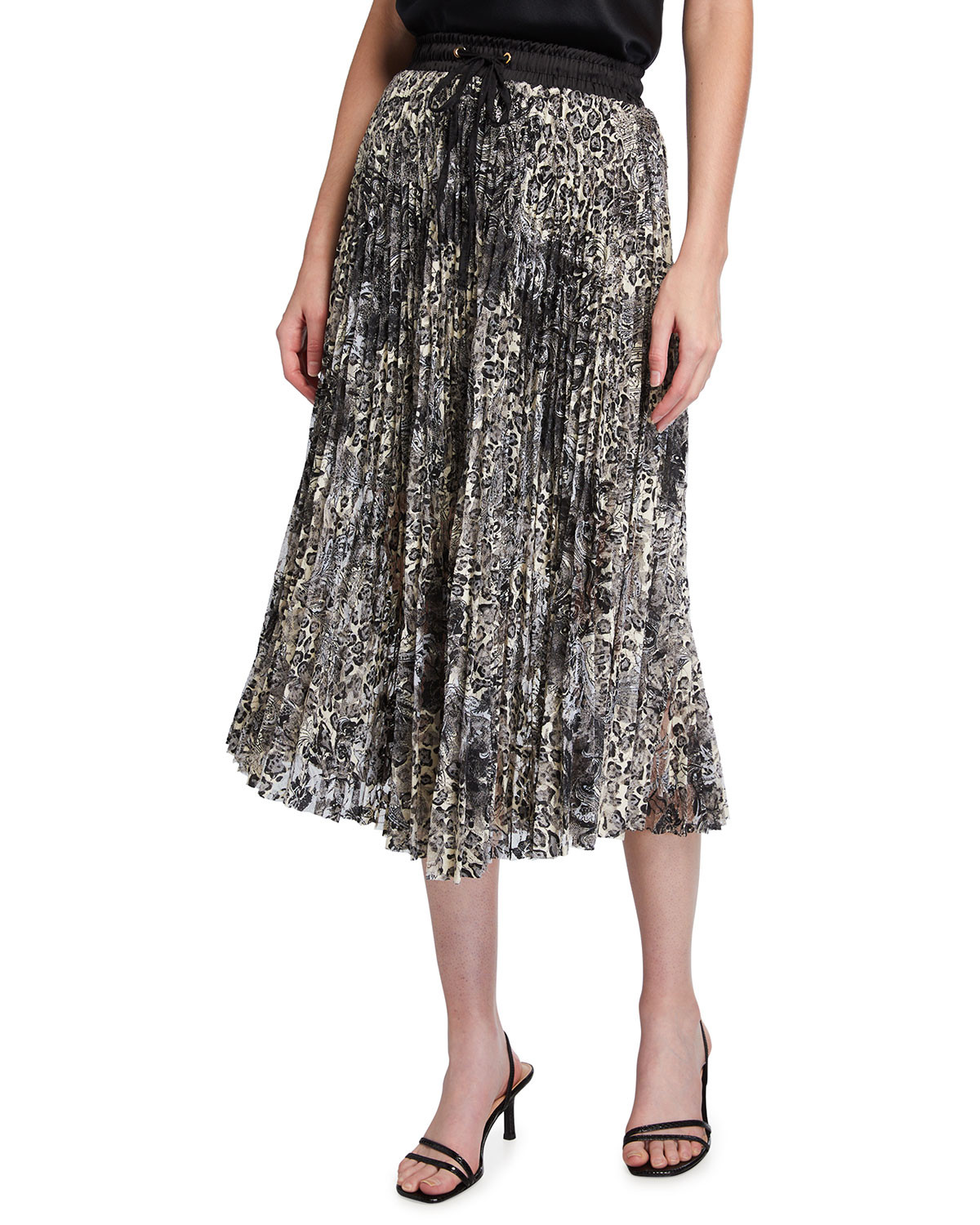 Animal-Print Lace Midi Skirt | Neiman Marcus