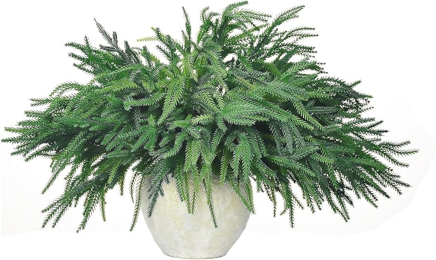 6Pcs Christmas Norfolk Pine Branches, 18 Inch Artificial Christmas Branches DIY Crafts Faux Chris... | Amazon (US)