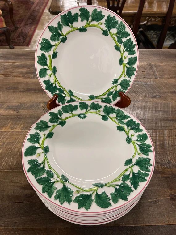 Vintage Cherubini Italian Ceramic Dinner Plates, Set of 12 Plates, Green Ivy Decoration | Etsy (US)