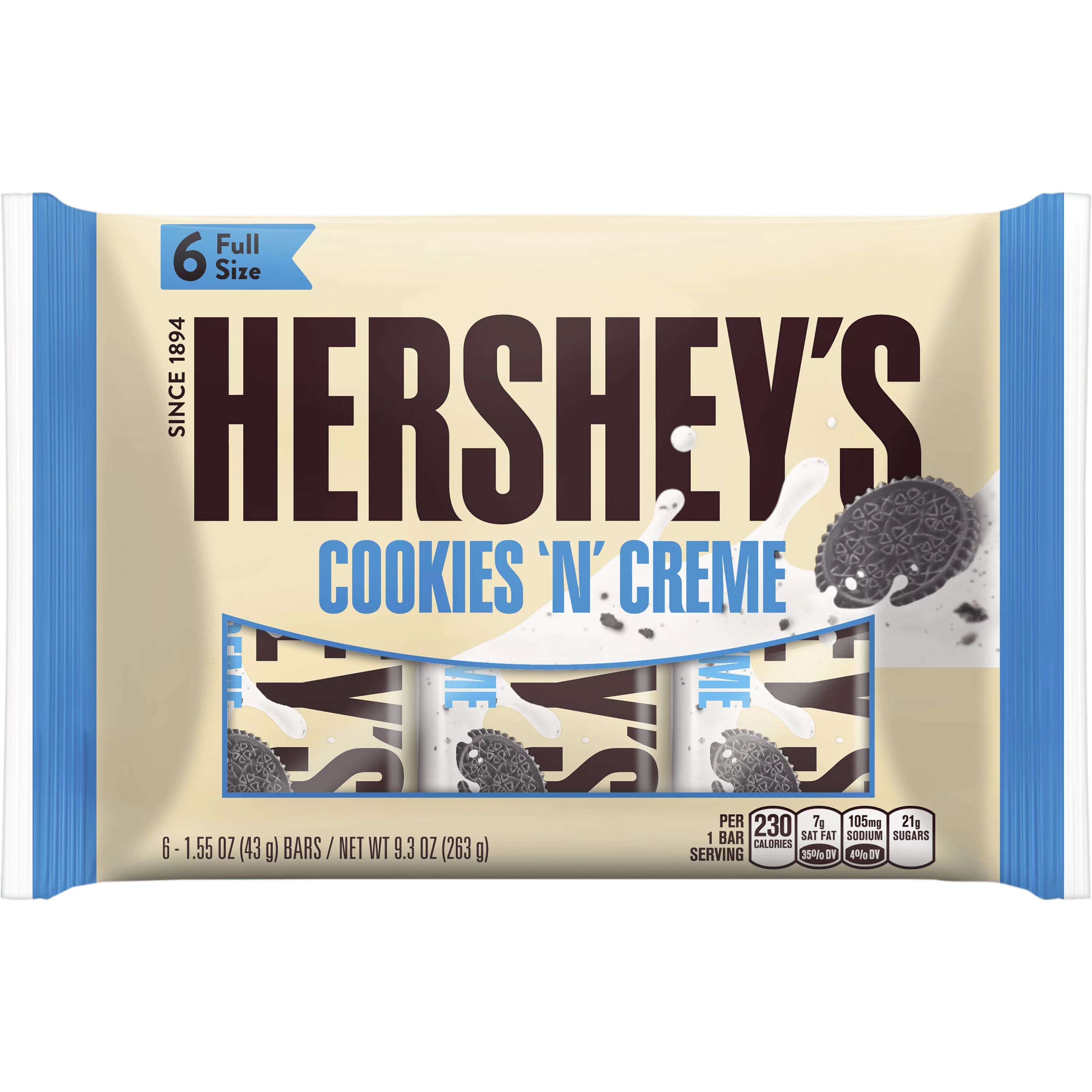 Hershey's Cookies 'N' Creme White Creme Candy Bar, 9.3 Oz., 6 Count - Walmart.com | Walmart (US)