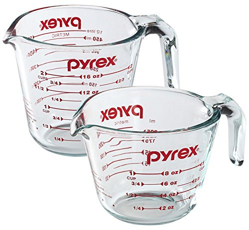 Pyrex Prepware 2-Piece Glass Measuring Set, 1 and 2-Cup, 2 Pack, Clear | Amazon (US)