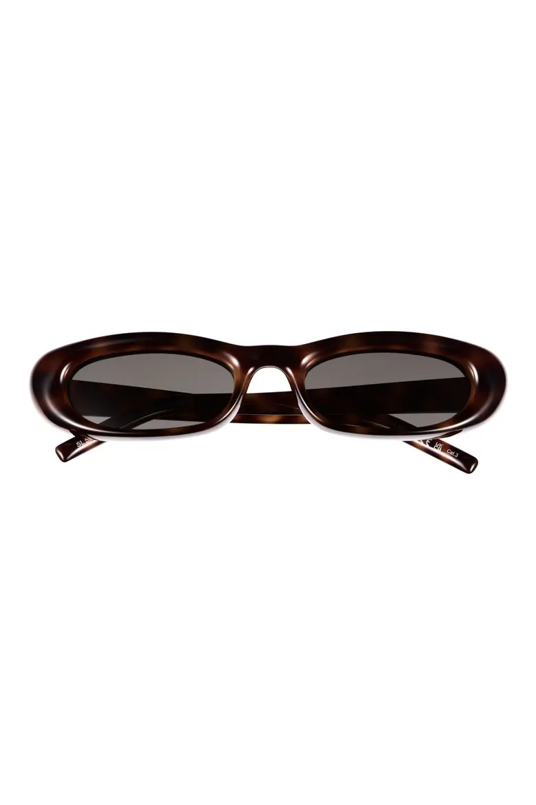 Saint Laurent SL 557 Shade Plump 53mm Oval Sunglasses in Black at Nordstrom | Nordstrom