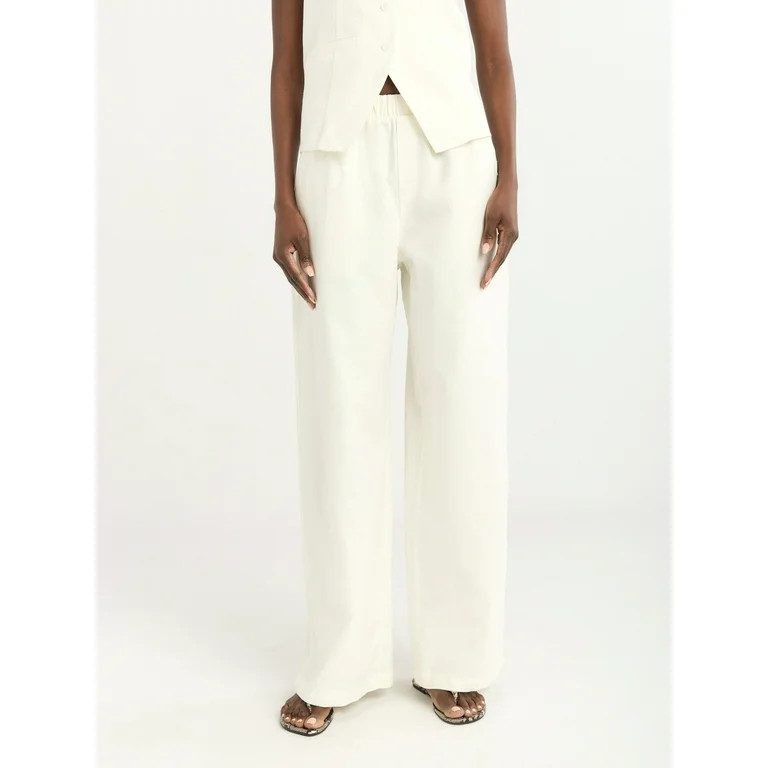 Scoop Women's Linen Blend Wide Leg Pants, 32" Inseam, Sizes XS-XXL | Walmart (US)