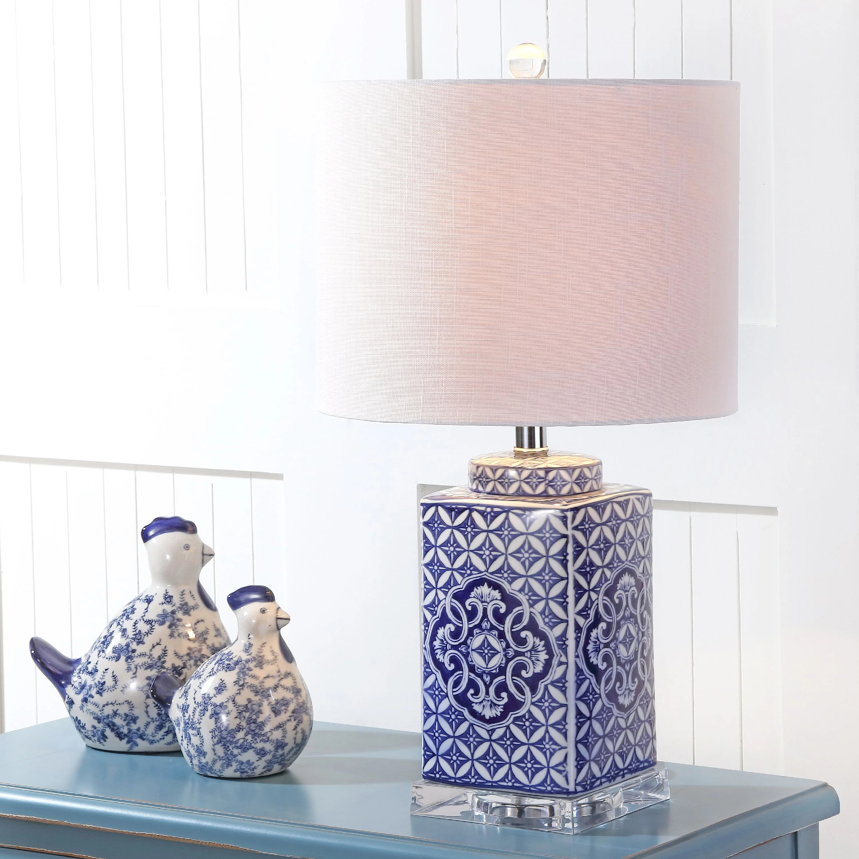 Choi 23" Chinoiserie LED Table Lamp, Blue/White | Walmart (US)
