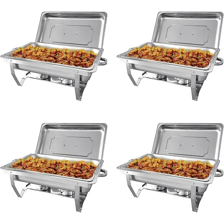 Jacgood Chafing Dish Buffet Set 4 Pack 8QT Full Pan Stainless Steel Food Warmer Chafer Complete S... | Walmart (US)
