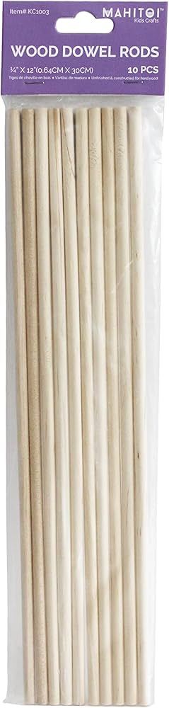 MAHITOI Dowel Rod Unfinished Hardwood 1/4 x 12 inches 10 Pieces for Arts, Crafts, Home décor, Ho... | Amazon (US)