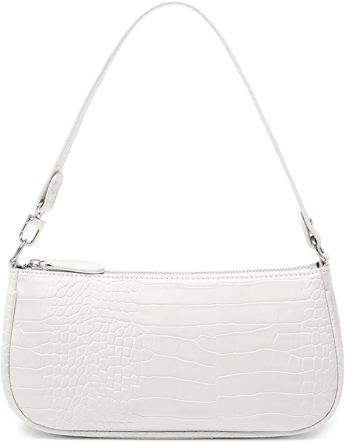 Shoulder Bags for Women Small White Purse Y2K Handbag Crocodile Pattern Clutch 90s Purses | Amazon (US)