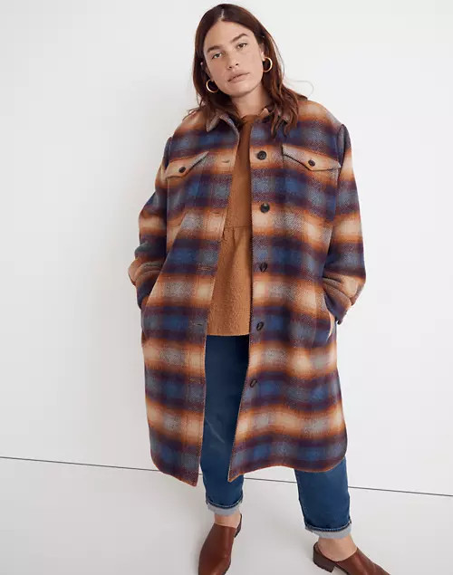 Plus Delmont Long Shirt-Jacket in Ombré Plaid | Madewell