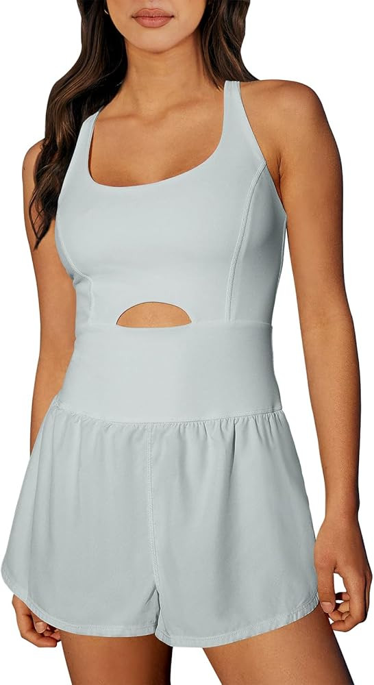 ANRABESS Womens Running Onesie Workout Rompers Summer One Piece Outfits Exercise Jumpsuits Gym Yo... | Amazon (US)