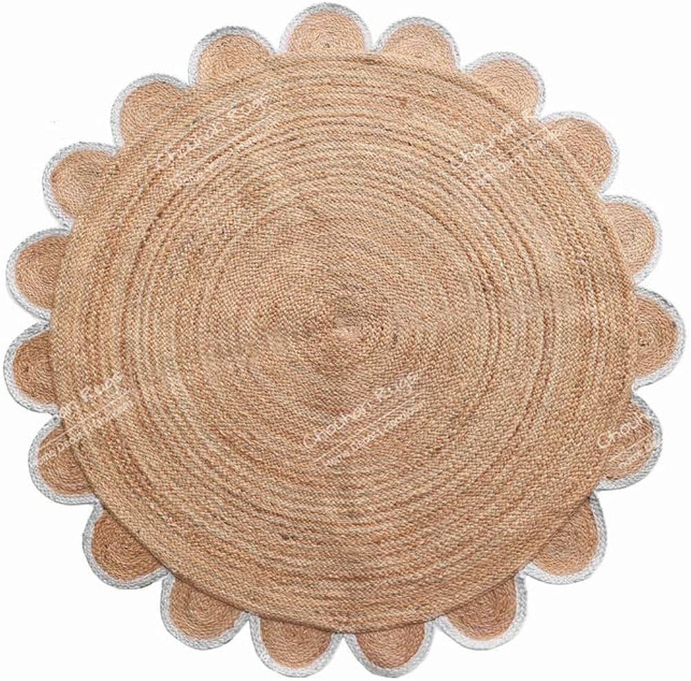 4x4, 5x5, 6x6,feet Natural Jute Scallop Round Rug, Floor Scalloped Edge Rug Braided Boho Eco Larg... | Amazon (US)