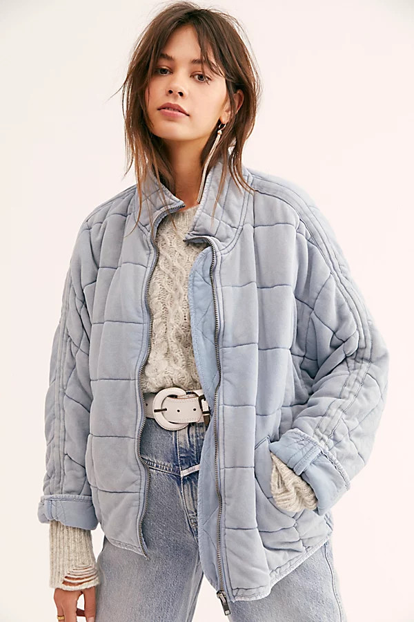 Dolman Quilted Knit Jacket by Free People, Wavy Waters, M | Free People (Global - UK&FR Excluded)