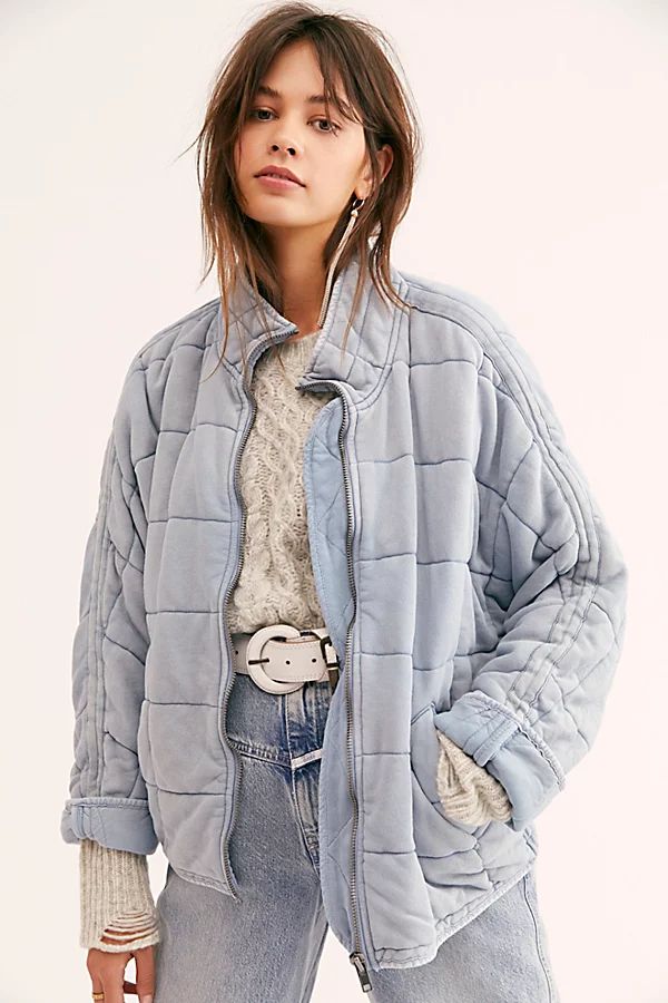 Dolman Quilted Knit Jacket by Free People, Wavy Waters, XL | Free People (Global - UK&FR Excluded)