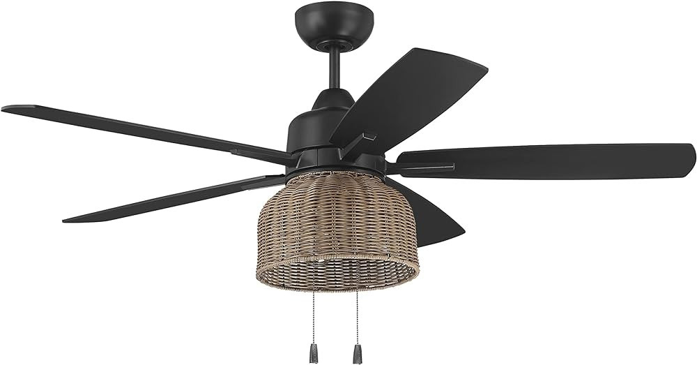 Craftmade 52" Woven Ceiling Fan in Flat Black finish, Reversible Pecan/Flat Black Blades, Integra... | Amazon (US)