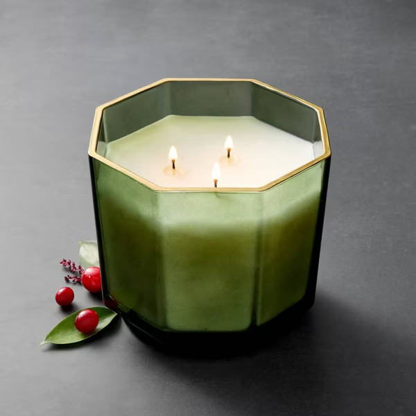3-Wick Faceted Glass Mulled Cranberry Jar Candle 21oz - Threshold™ designed with Studio McGee | Target