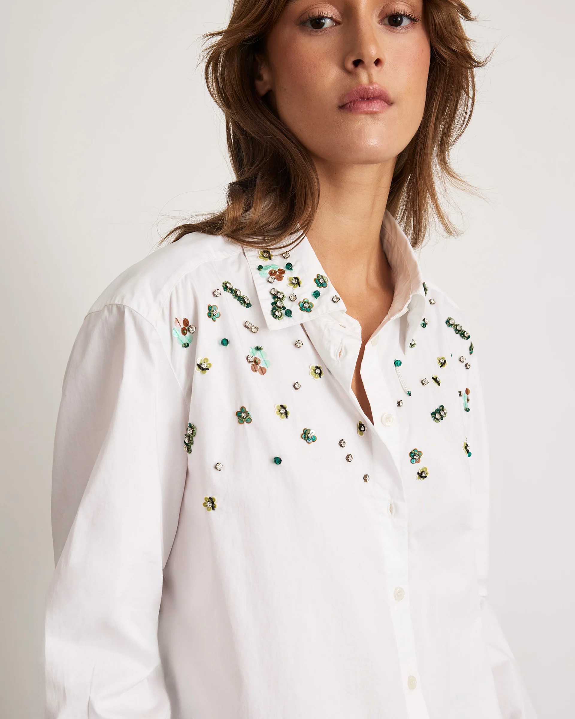Margaux Embellished Shirt | Tanya Taylor