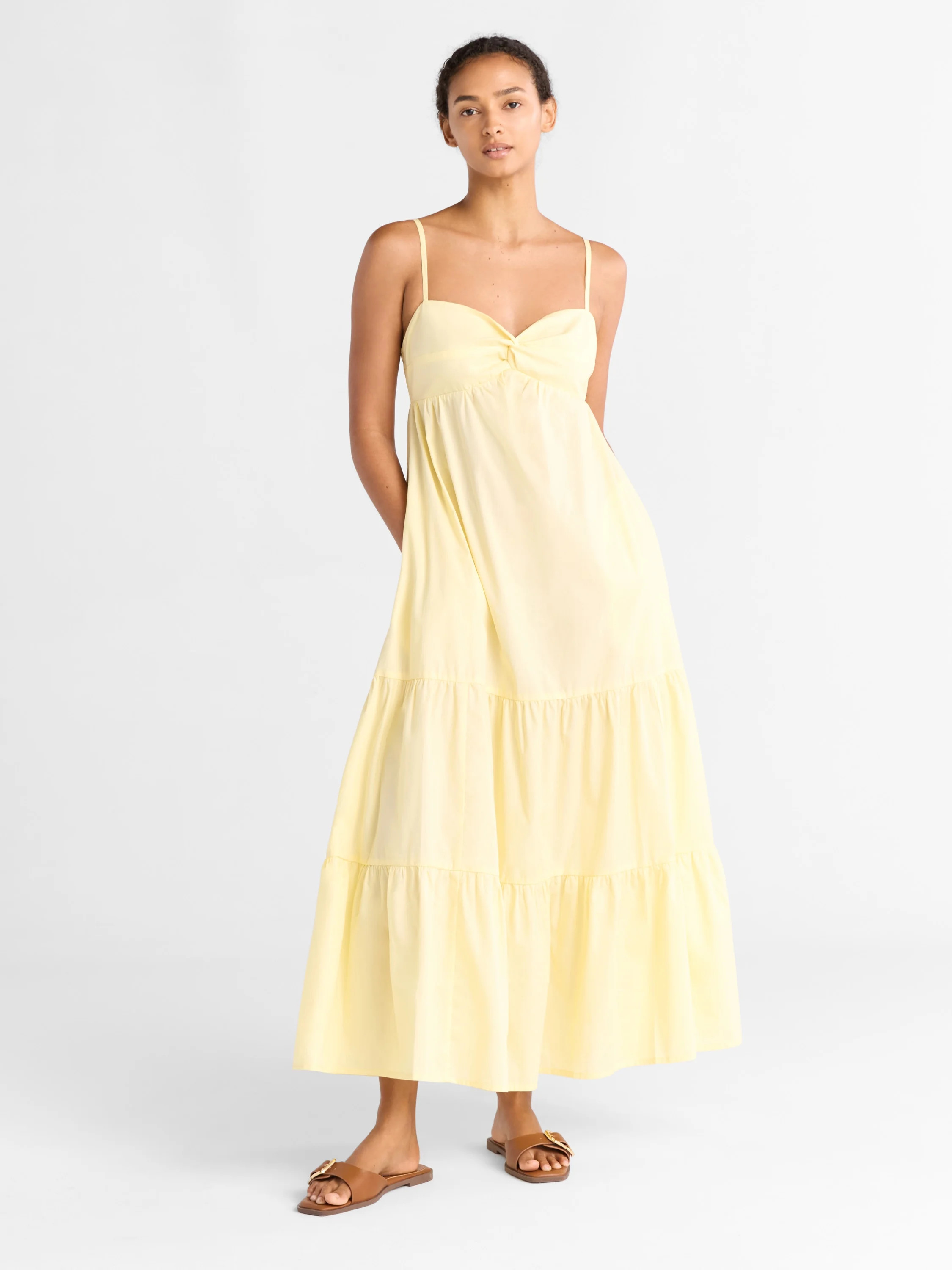 Free Assembly Women's Twist Front Cotton Maxi Dress, Sizes XS-XXXL | Walmart (US)