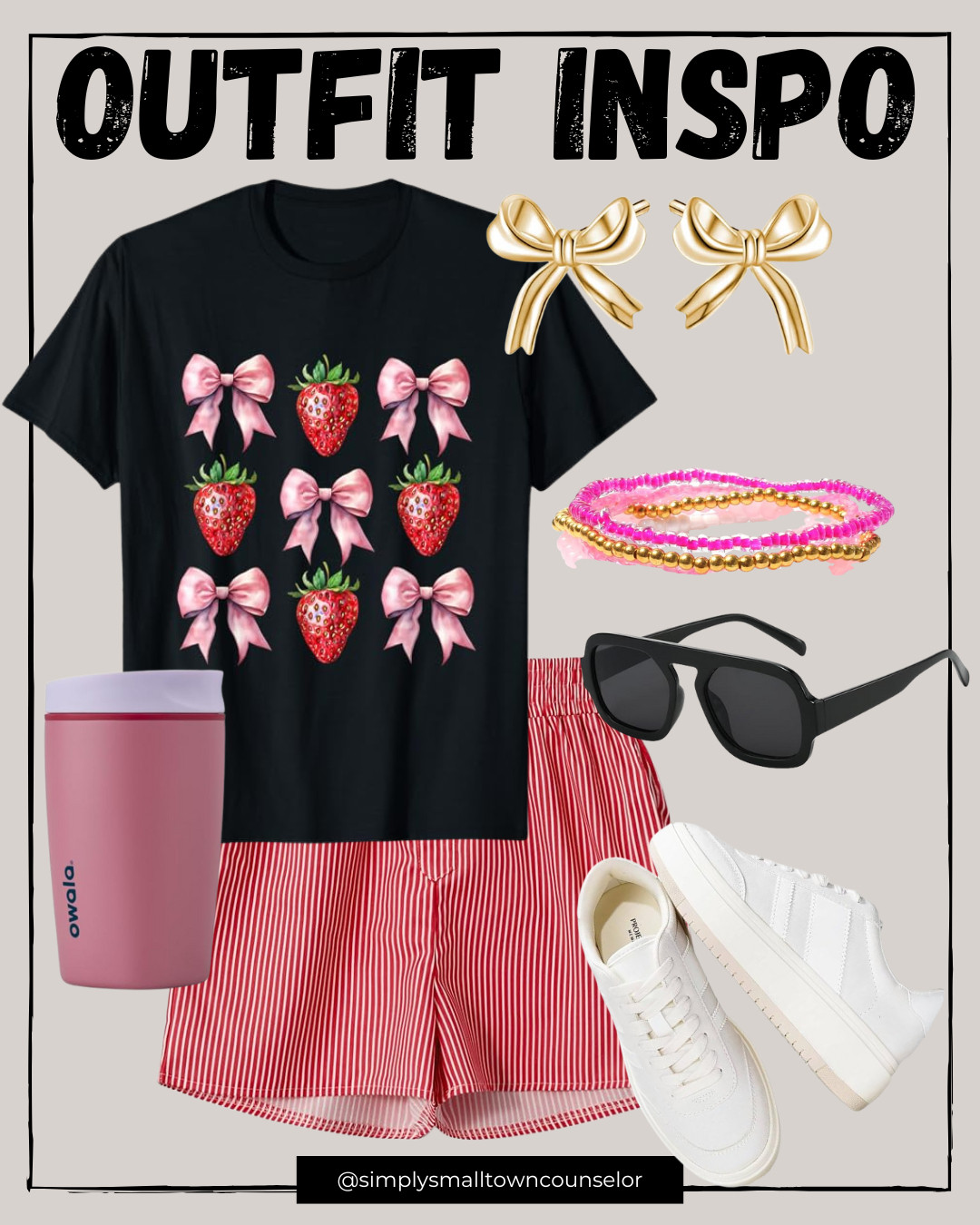 Keep it casual & cute in plaid shorts + the most adorable strawberry & bows tee! All from Amazon + super affordable! 🍓 

 #LTKMidsize #LTKFindsUnder50 #LTKStyleTip